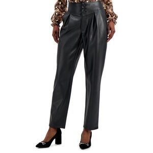 INC International Concepts INC Faux-Leather Pleat-Front Pants (Black), Black